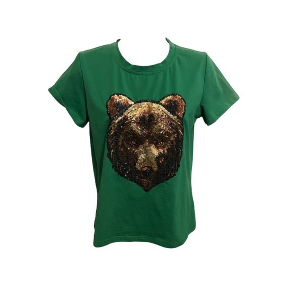 Sparkle City Bear Face Sequin T-shirt Size S